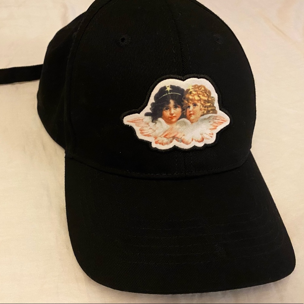 Fiorucci Angels Logo Cap - Black Fitted Adjustable Baseball Cap